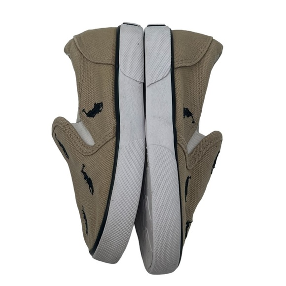 Polo Ralph Lauren Khaki Bal Harbour Slip On Canvas Loafers Size 6 Toddler - Picture 7 of 9